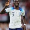 BUKAYO SAKA SCORES FIRST-EVER HAT TRICK IN ENGLAND’S THRASHING OF NORTH MACEDONIA.